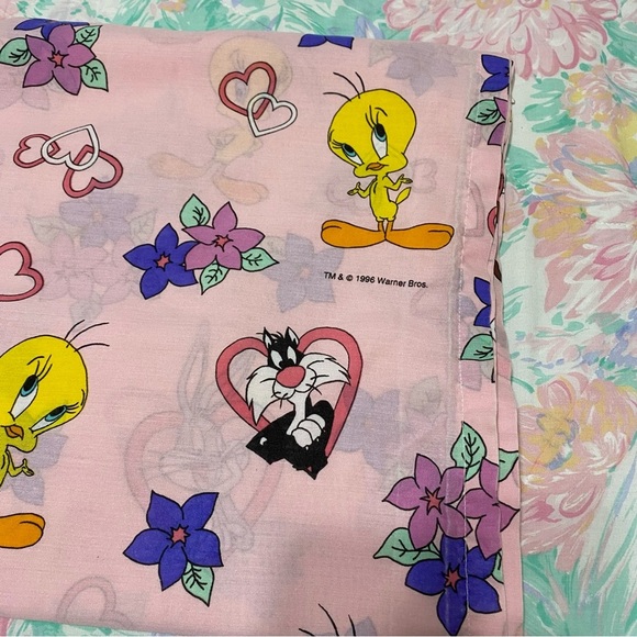 Vintage sheet Dan River Looney tunes Tweety Bird , Taz & Sylvester cat twin - Picture 3 of 5